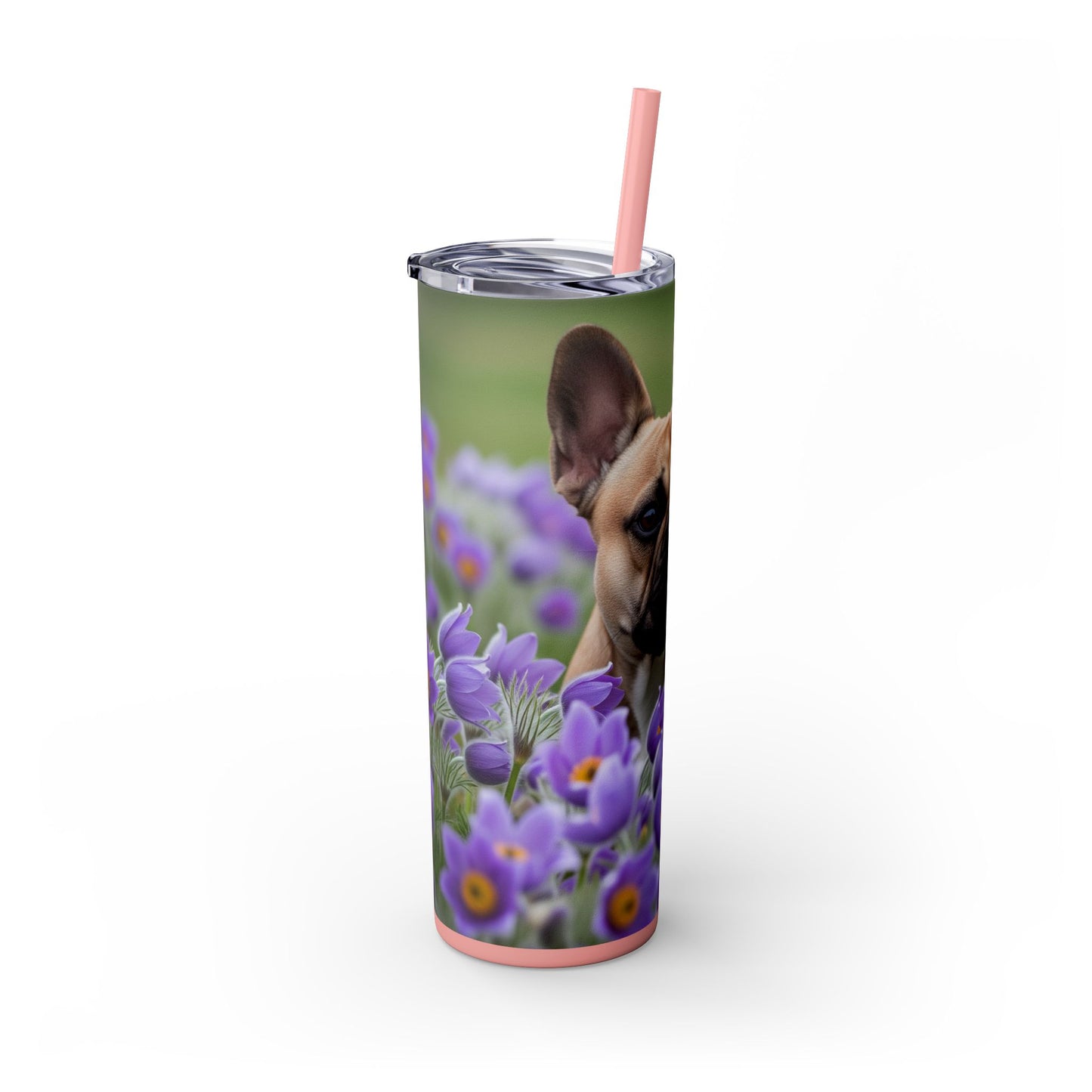 French Bulldog Skinny Tumbler with Straw, 20oz