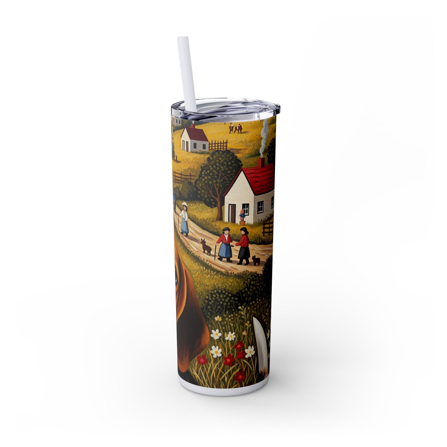Beagle Skinny Tumbler with Straw, 20oz