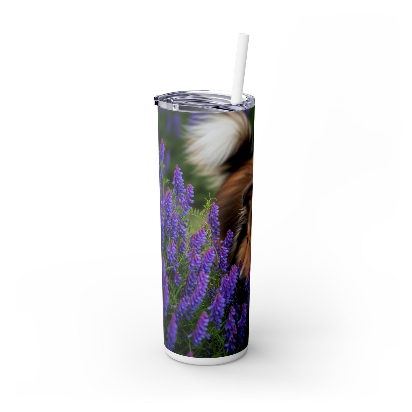 Shetland Sheepdog Skinny Tumbler with Straw, 20oz