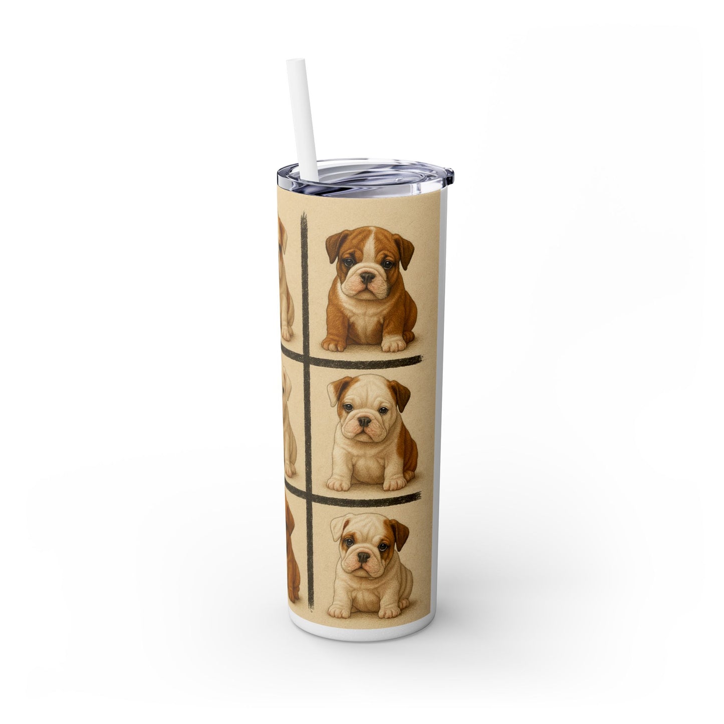 Bulldog puppies Tumbler with Straw, 20oz