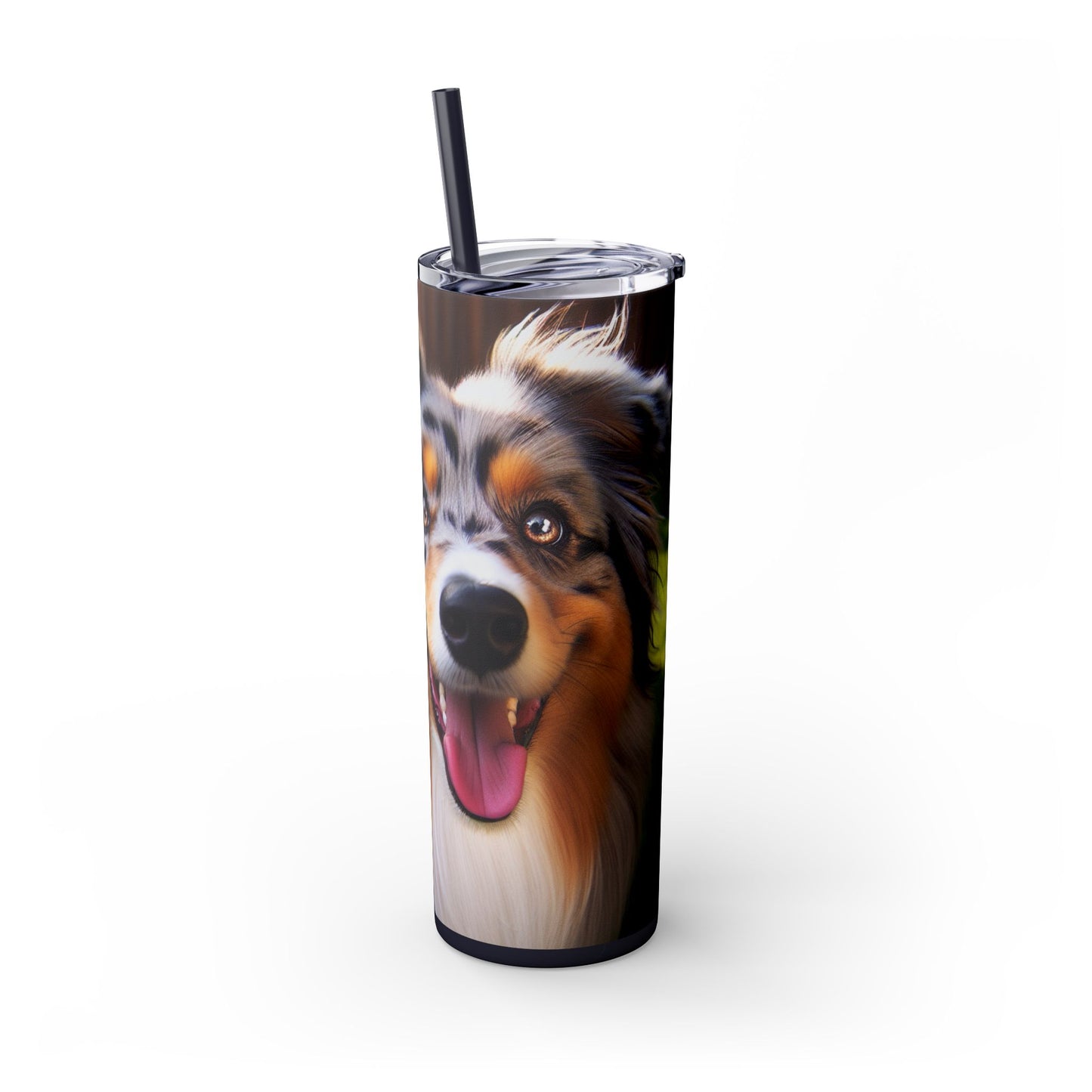 Australian Shepherd Skinny Tumbler with Straw, 20oz