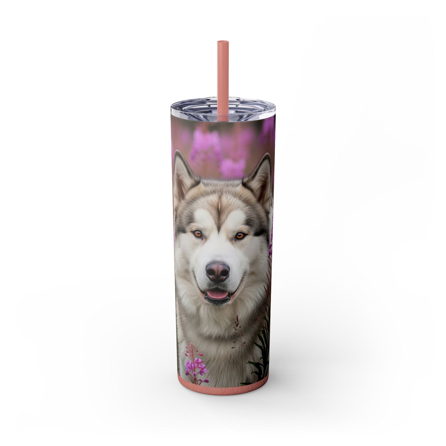 Alaskan Malamute Skinny Tumbler with Straw, 20oz
