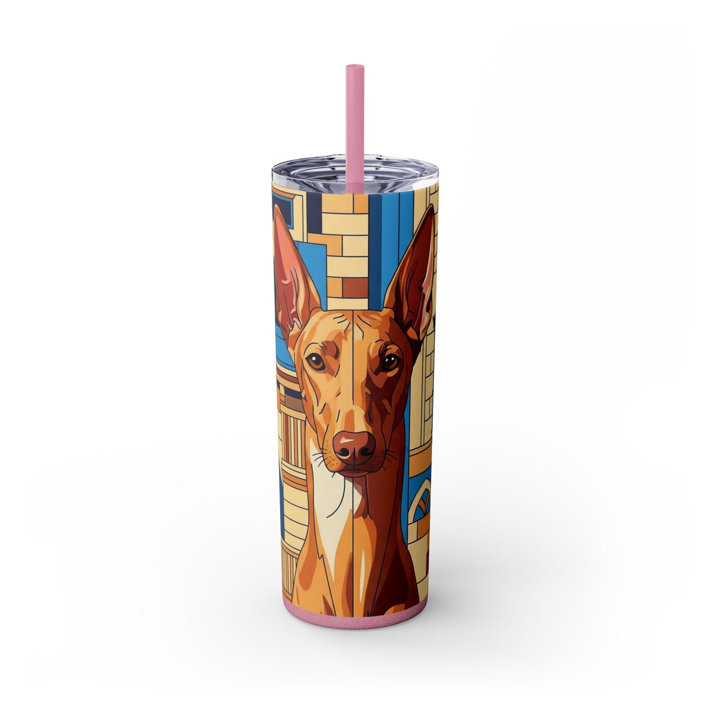 Pharaoh Hound Skinny Tumbler with Straw, 20oz