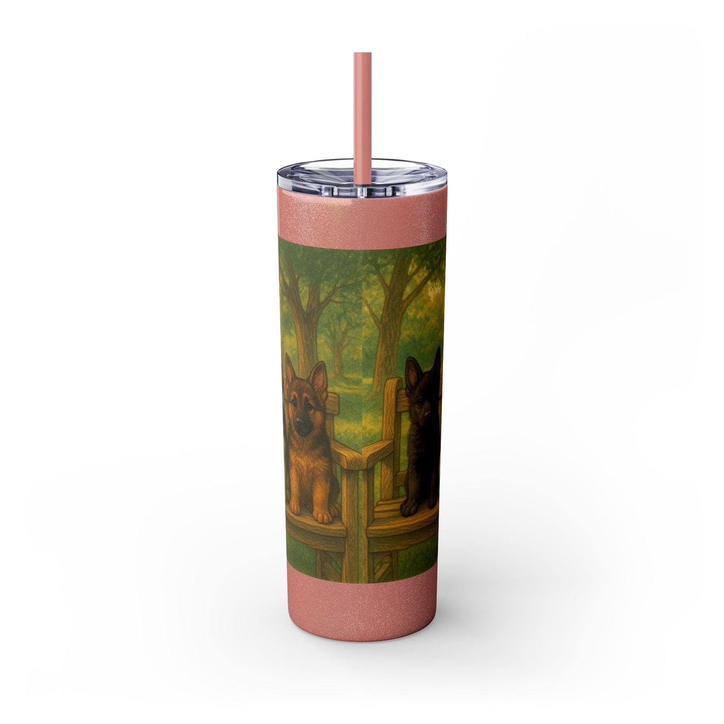 German Shepherd puppies Tumbler with Straw, 20oz