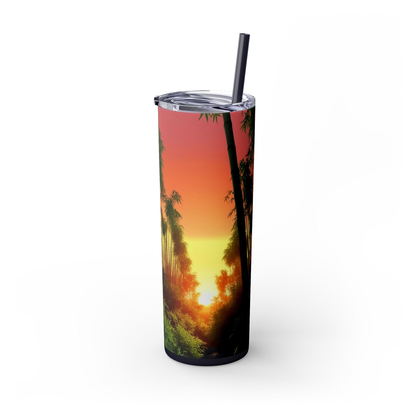 Bamboo Forest Sunrise Skinny Tumbler with Straw, 20oz