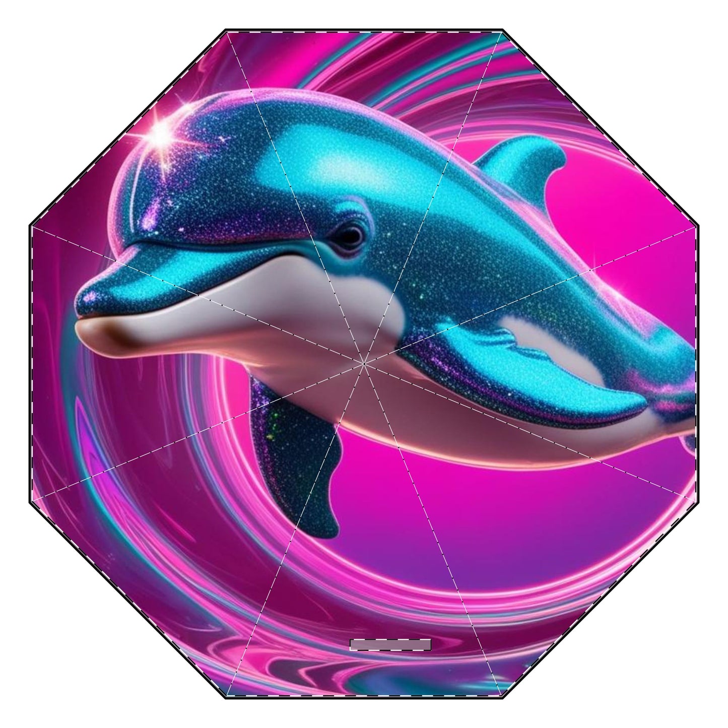 Glittery Psychedelic Dolphin Semi-Automatic Foldable Umbrella