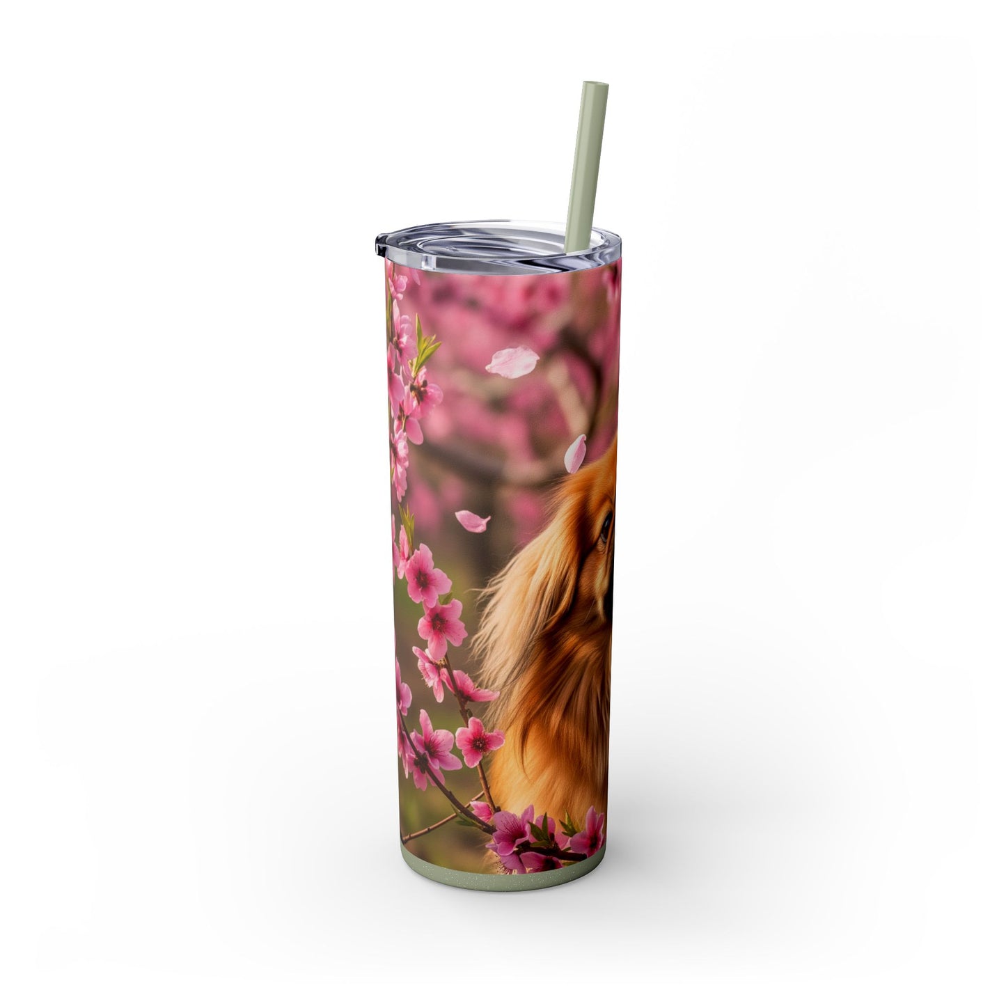 Pekingese Skinny Tumbler with Straw, 20oz