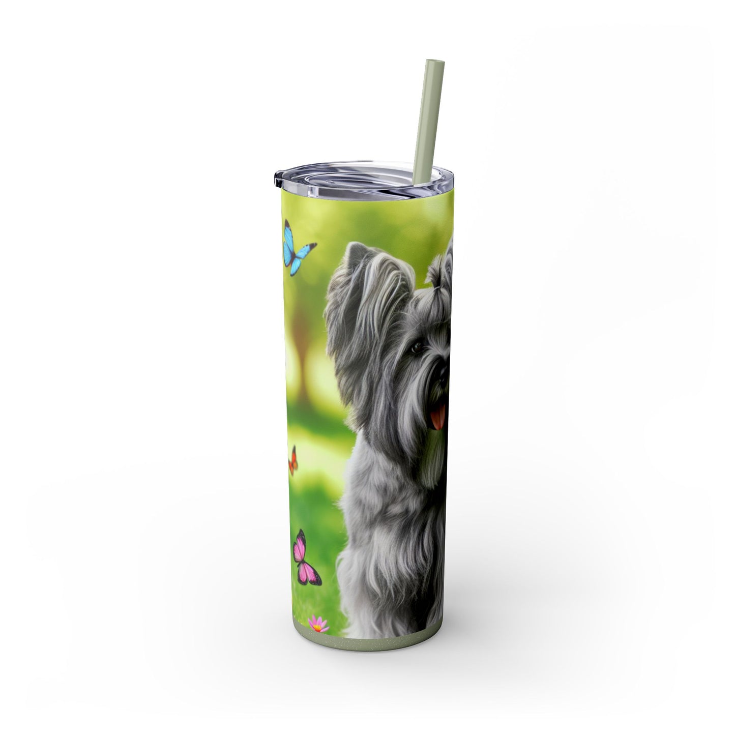 Skye Terrier Skinny Tumbler with Straw, 20oz