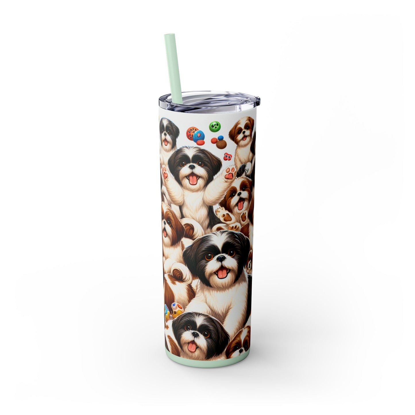 Shih Tzu Skinny Tumbler with Straw, 20oz