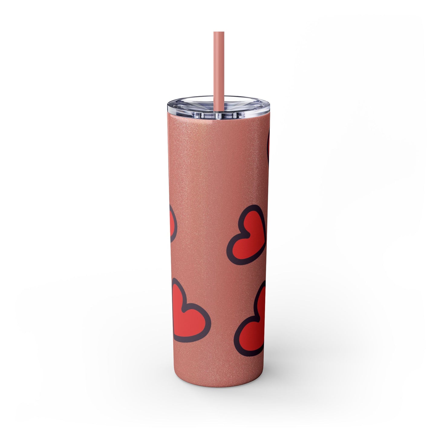 Hearts Skinny Tumbler with Straw, 20oz