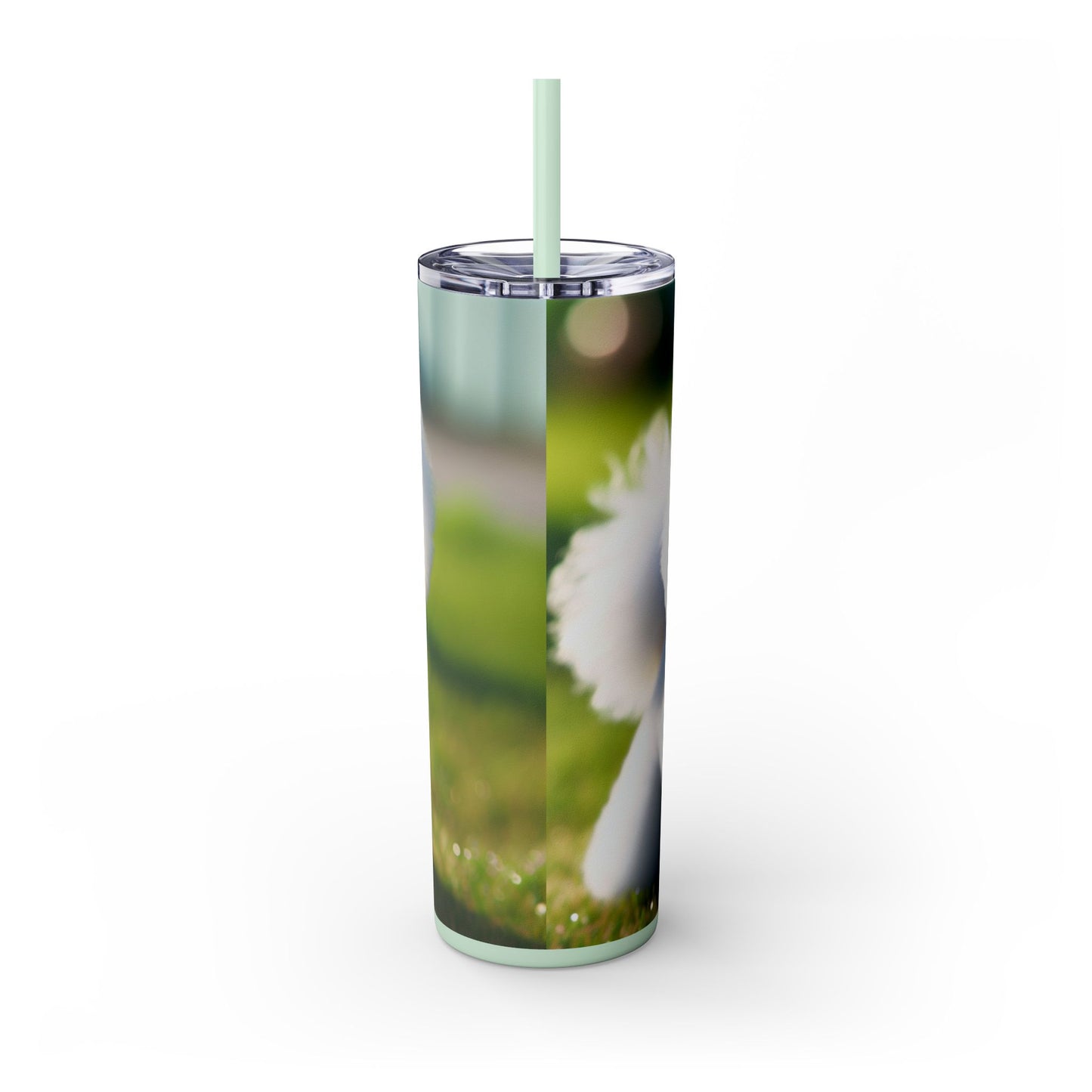 Bichon Frise Skinny Tumbler with Straw, 20oz