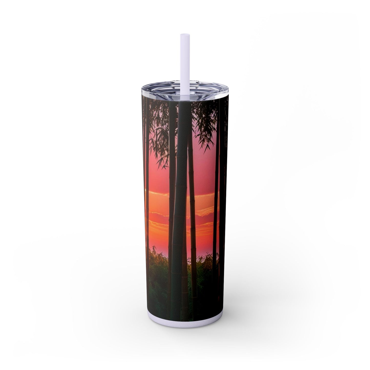 Bamboo Forest Sunrise Skinny Tumbler with Straw, 20oz