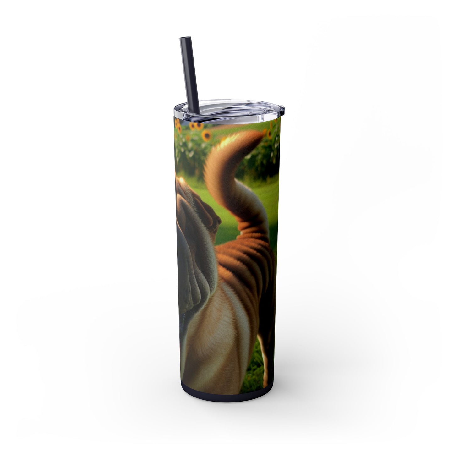 Shar Pei Skinny Tumbler with Straw, 20oz