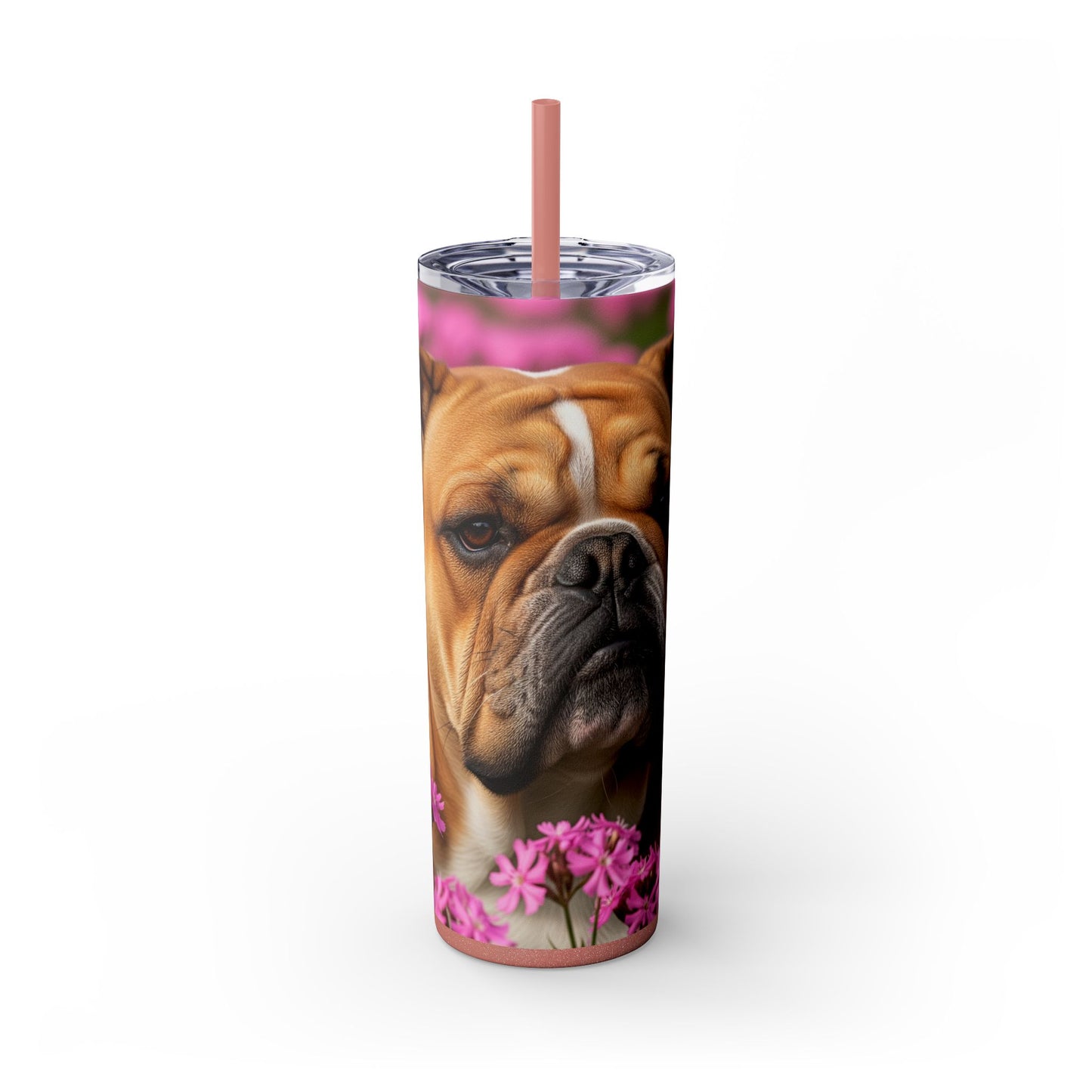 Bulldog Skinny Tumbler with Straw, 20oz