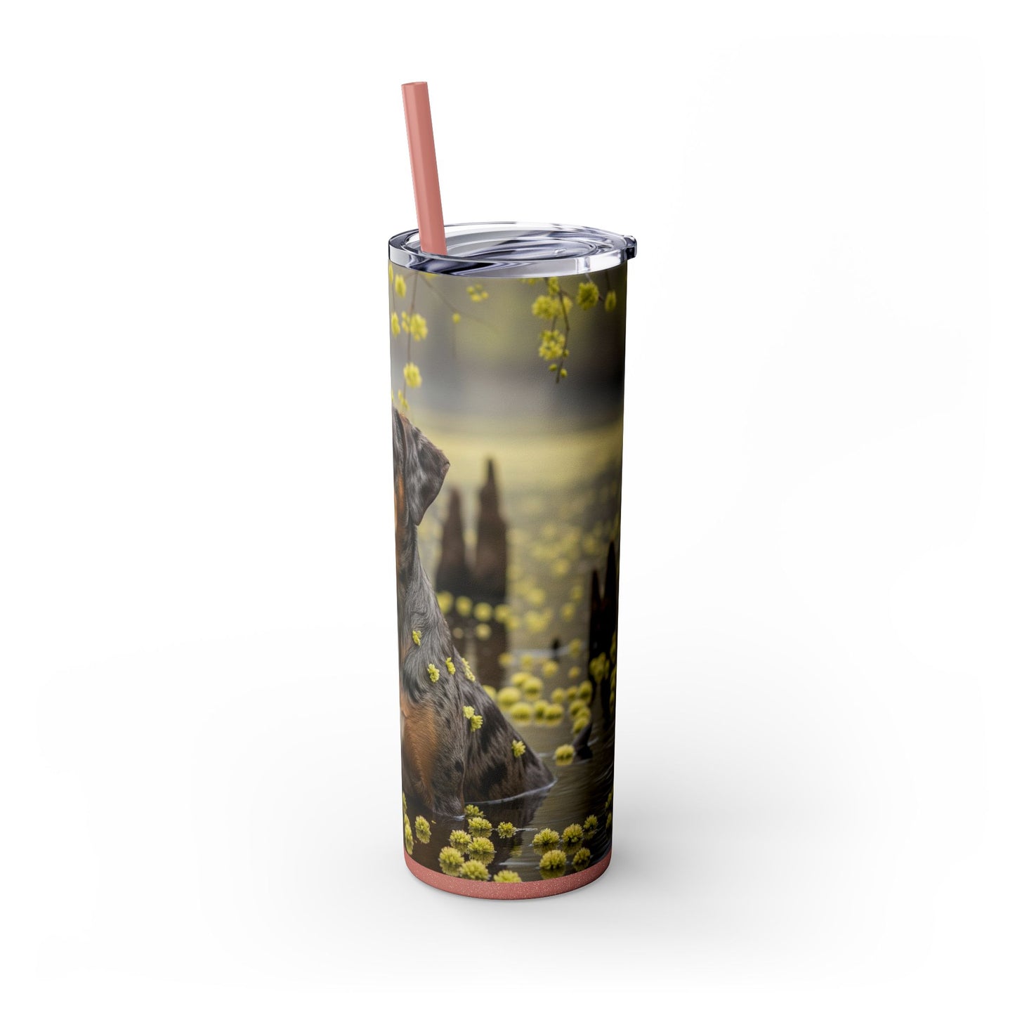 Catahoula Leopard Dog Skinny Tumbler with Straw, 20oz