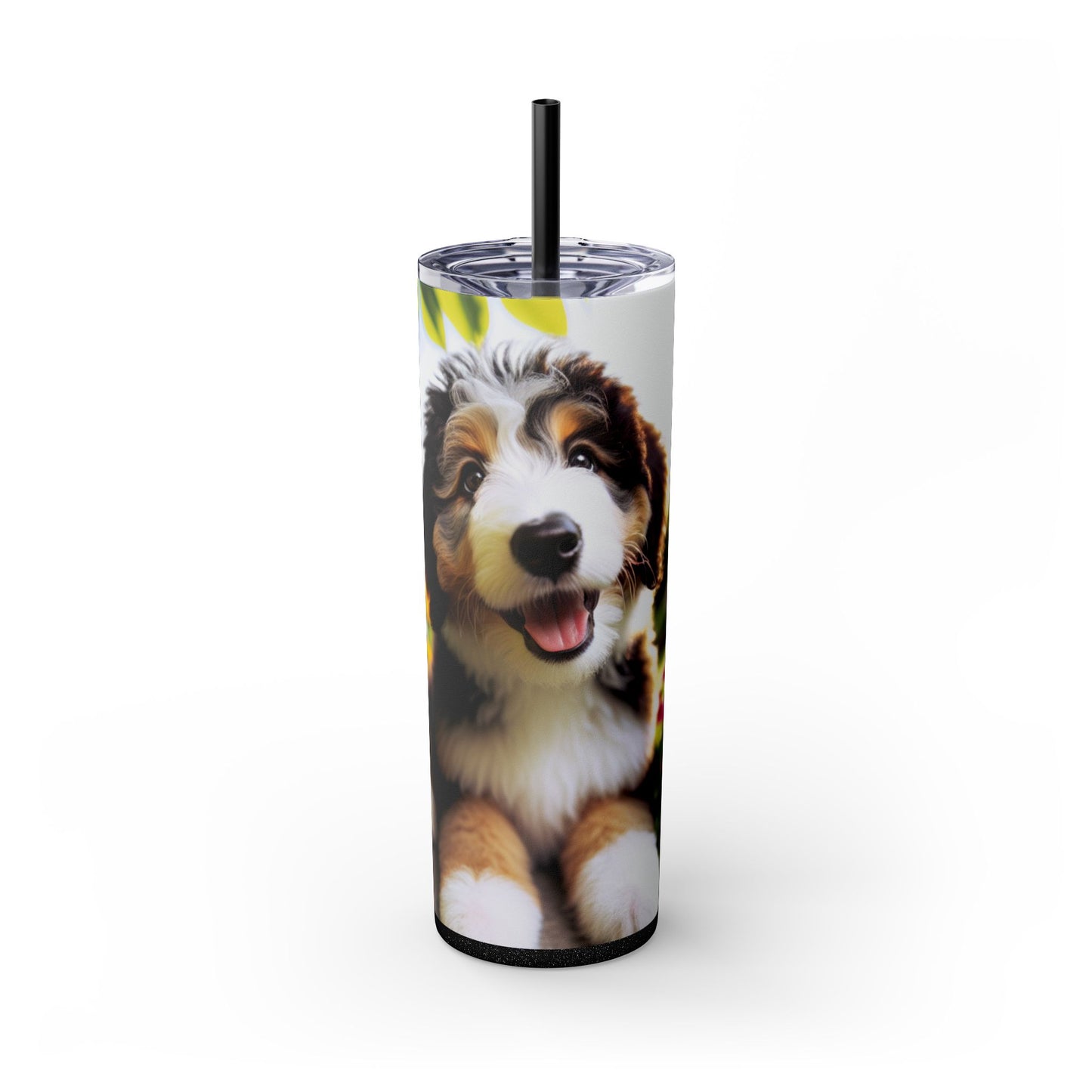 Bernedoodle Skinny Tumbler with Straw, 20oz