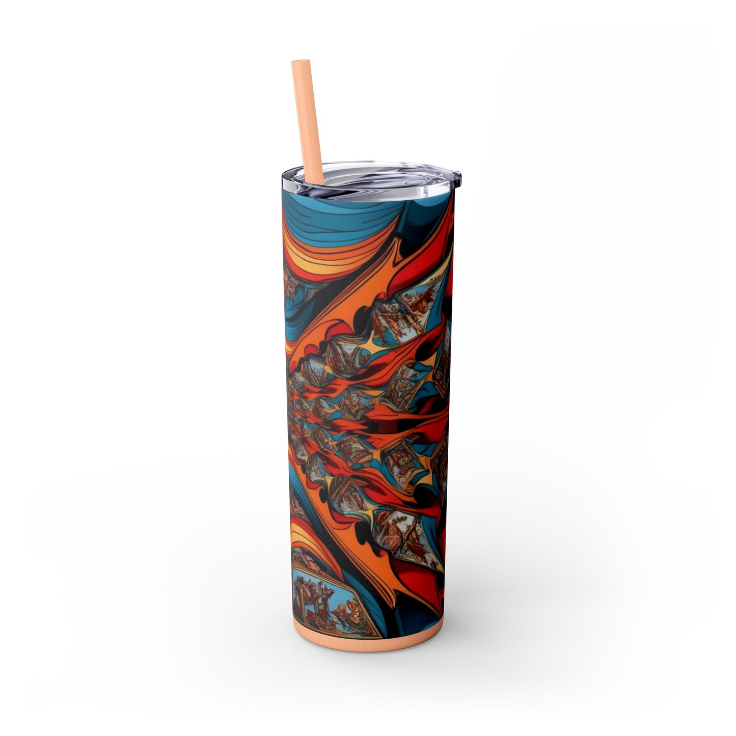 Optical Illusion Skinny Tumbler with Straw, 20oz