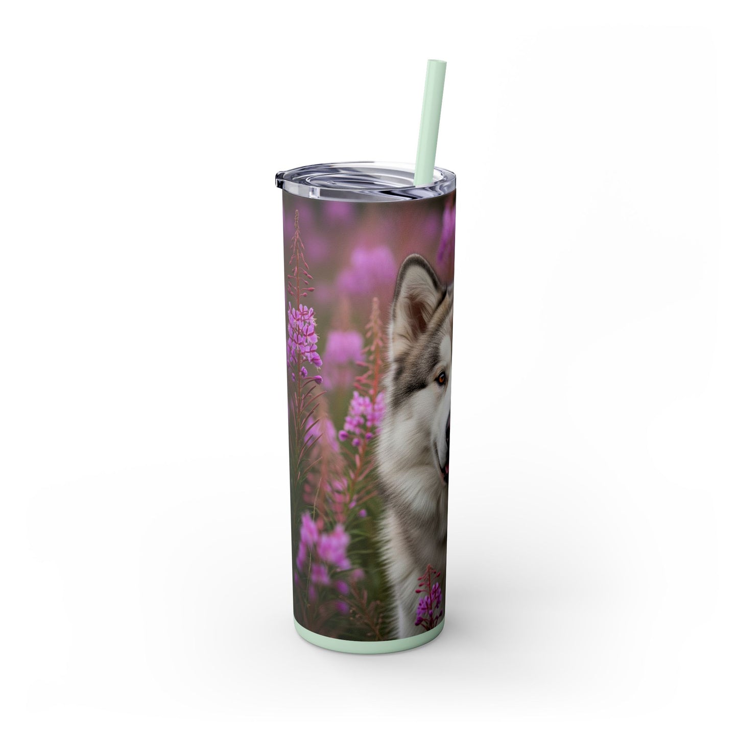 Alaskan Malamute Skinny Tumbler with Straw, 20oz
