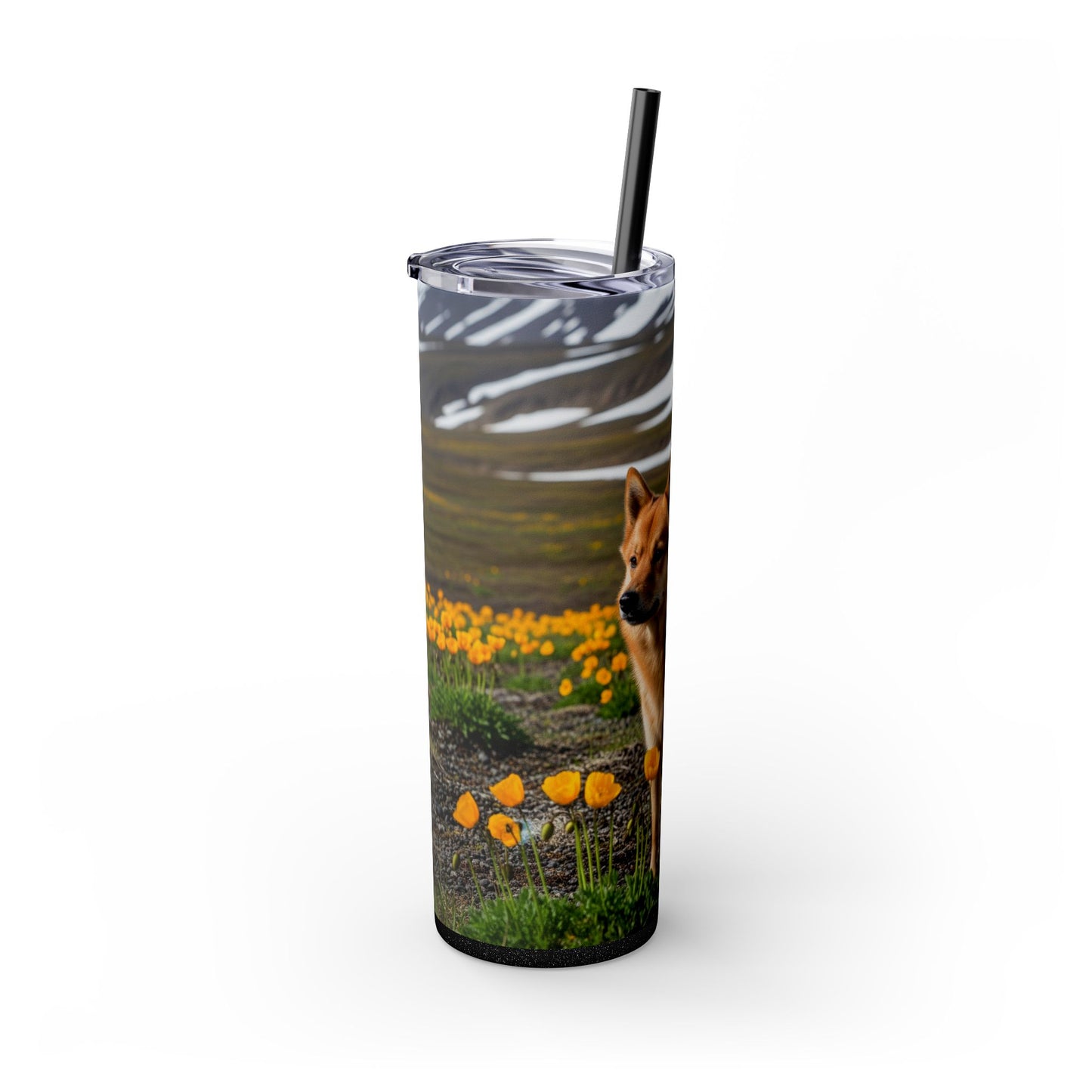 Norwegian Buhund Skinny Tumbler with Straw, 20oz