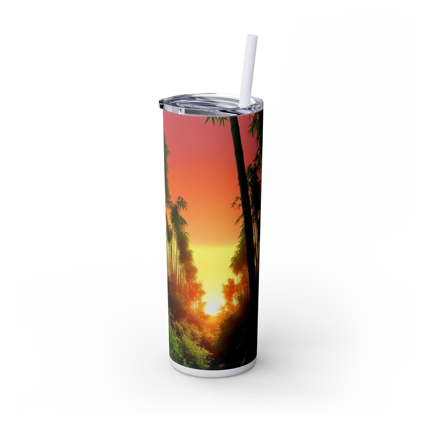 Bamboo Forest Sunrise Skinny Tumbler with Straw, 20oz