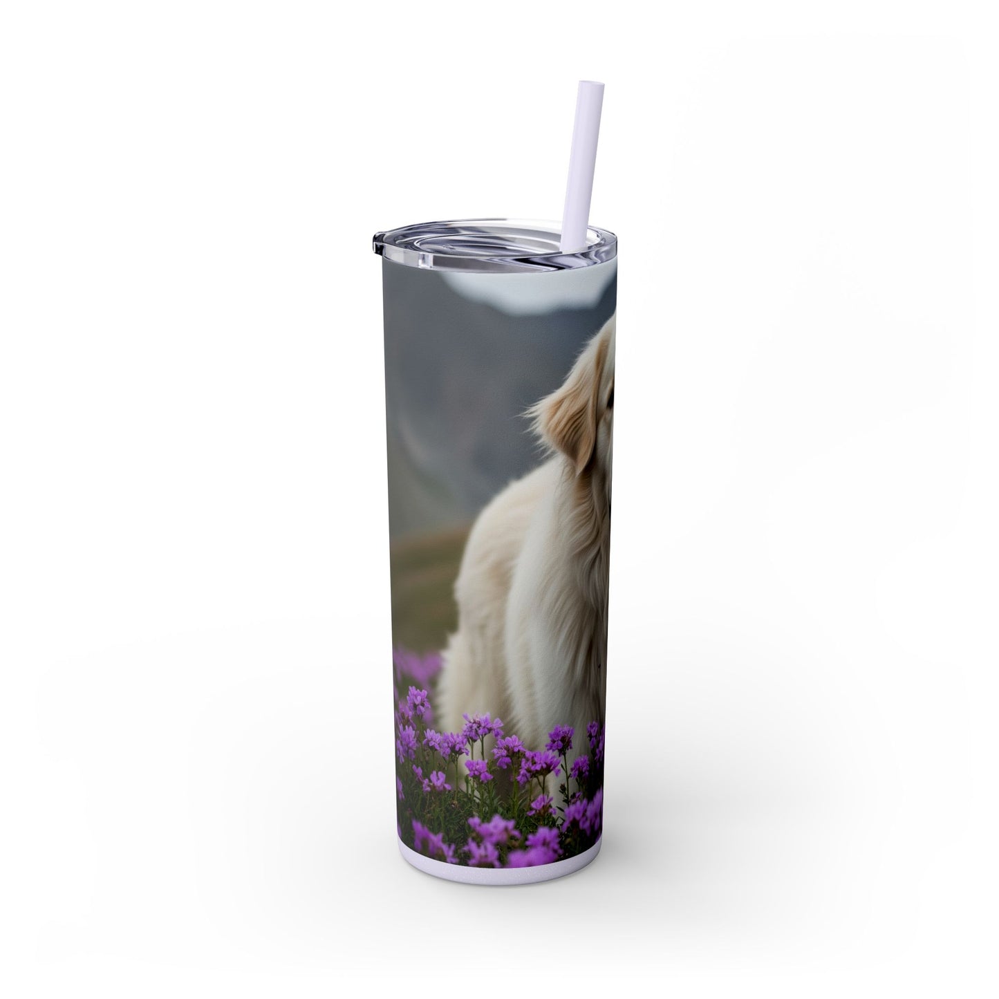 Pyrenean Mountain Dog Skinny Tumbler with Straw, 20oz