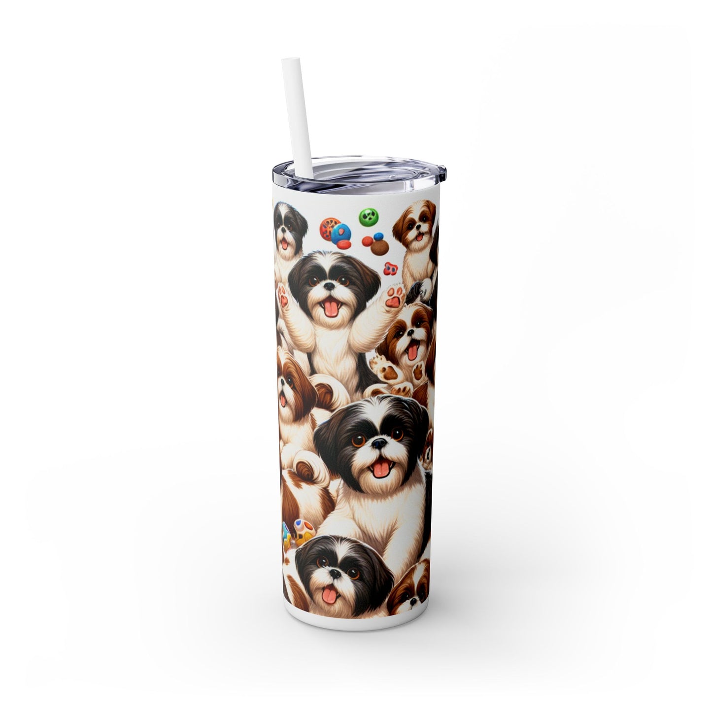 Shih Tzu Skinny Tumbler with Straw, 20oz