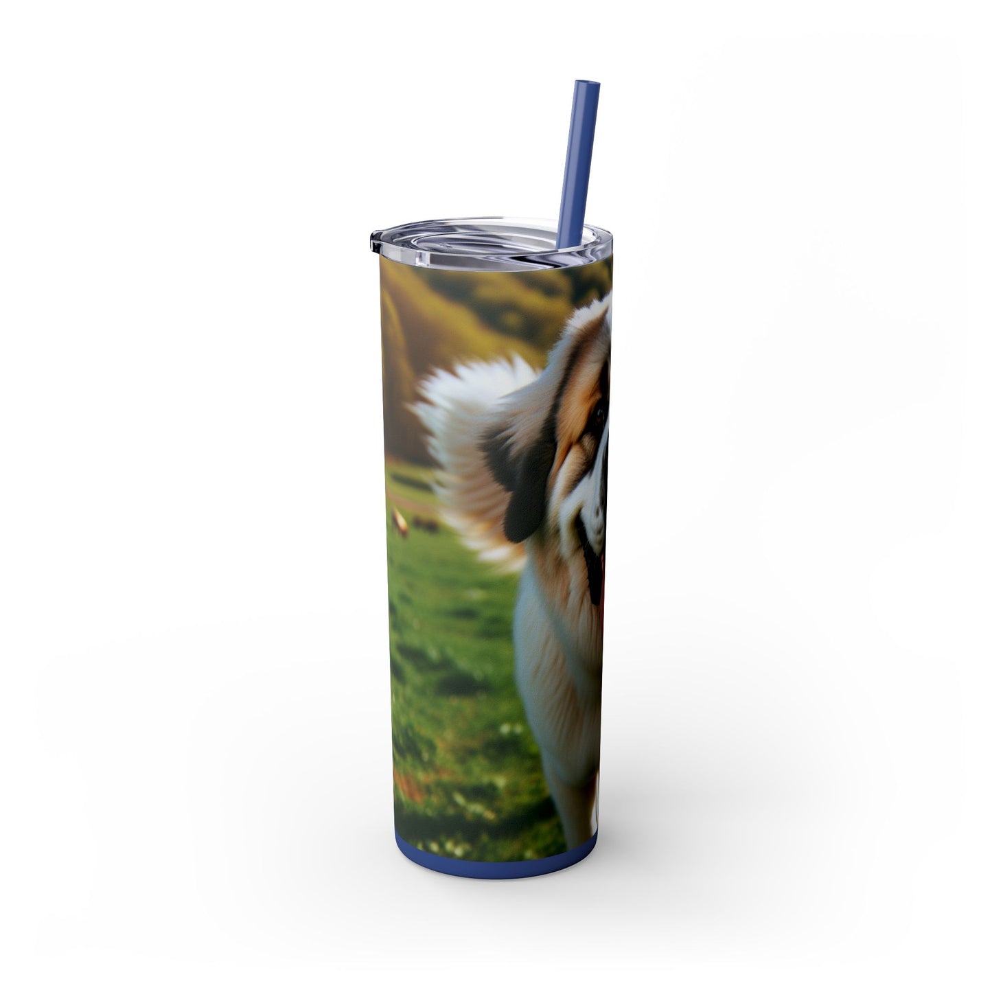 Pyrenean Mastiff Skinny Tumbler with Straw, 20oz