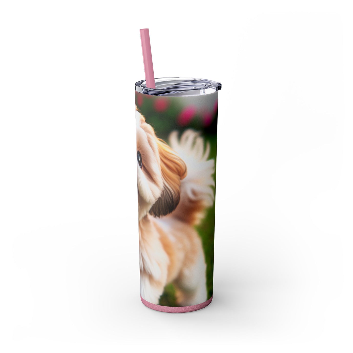 Shih-poo Skinny Tumbler with Straw, 20oz