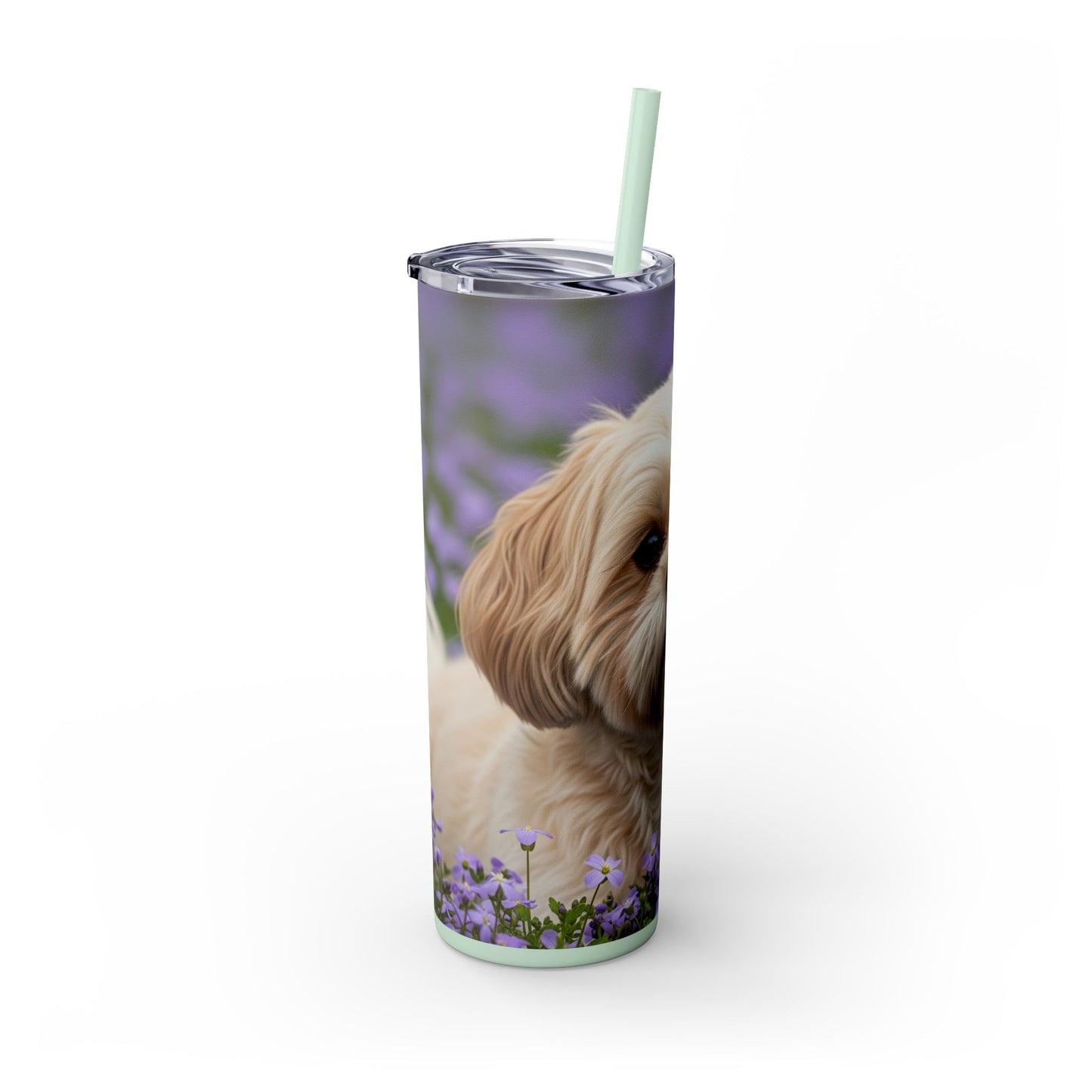 Shih-poo Skinny Tumbler with Straw, 20oz