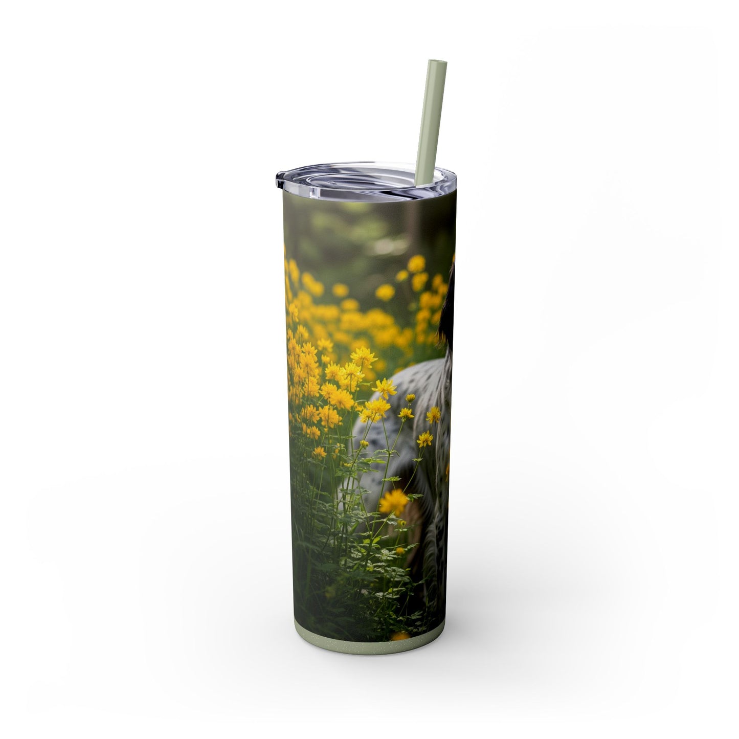 English Setter Skinny Tumbler with Straw, 20oz
