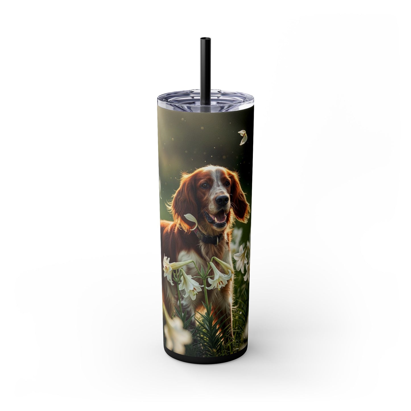 Irish Red and White Setter Tumbler with Straw, 20oz