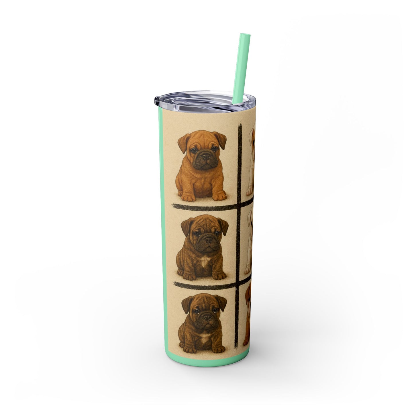 Bulldog puppies Tumbler with Straw, 20oz