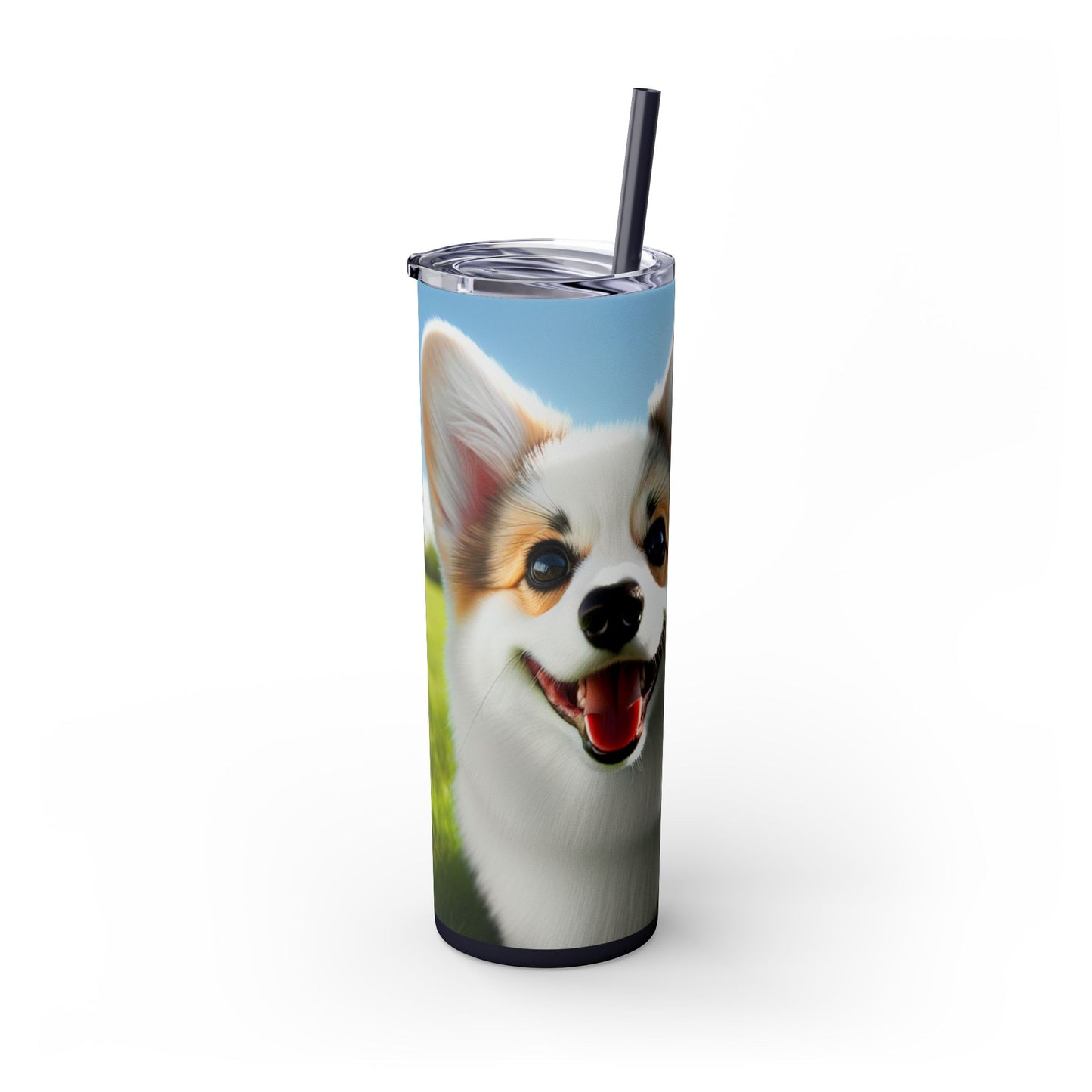 Welsh Corgi Cardigan Skinny Tumbler with Straw, 20oz