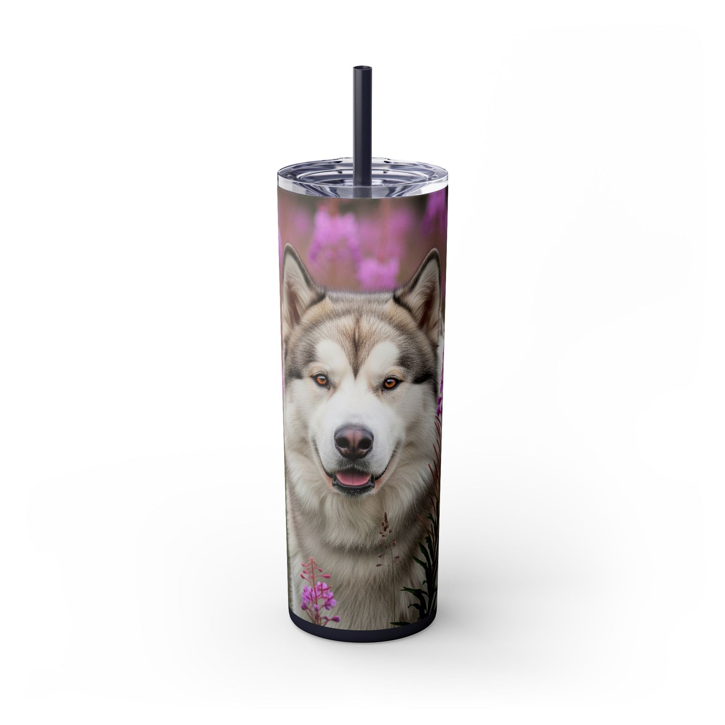 Alaskan Malamute Skinny Tumbler with Straw, 20oz