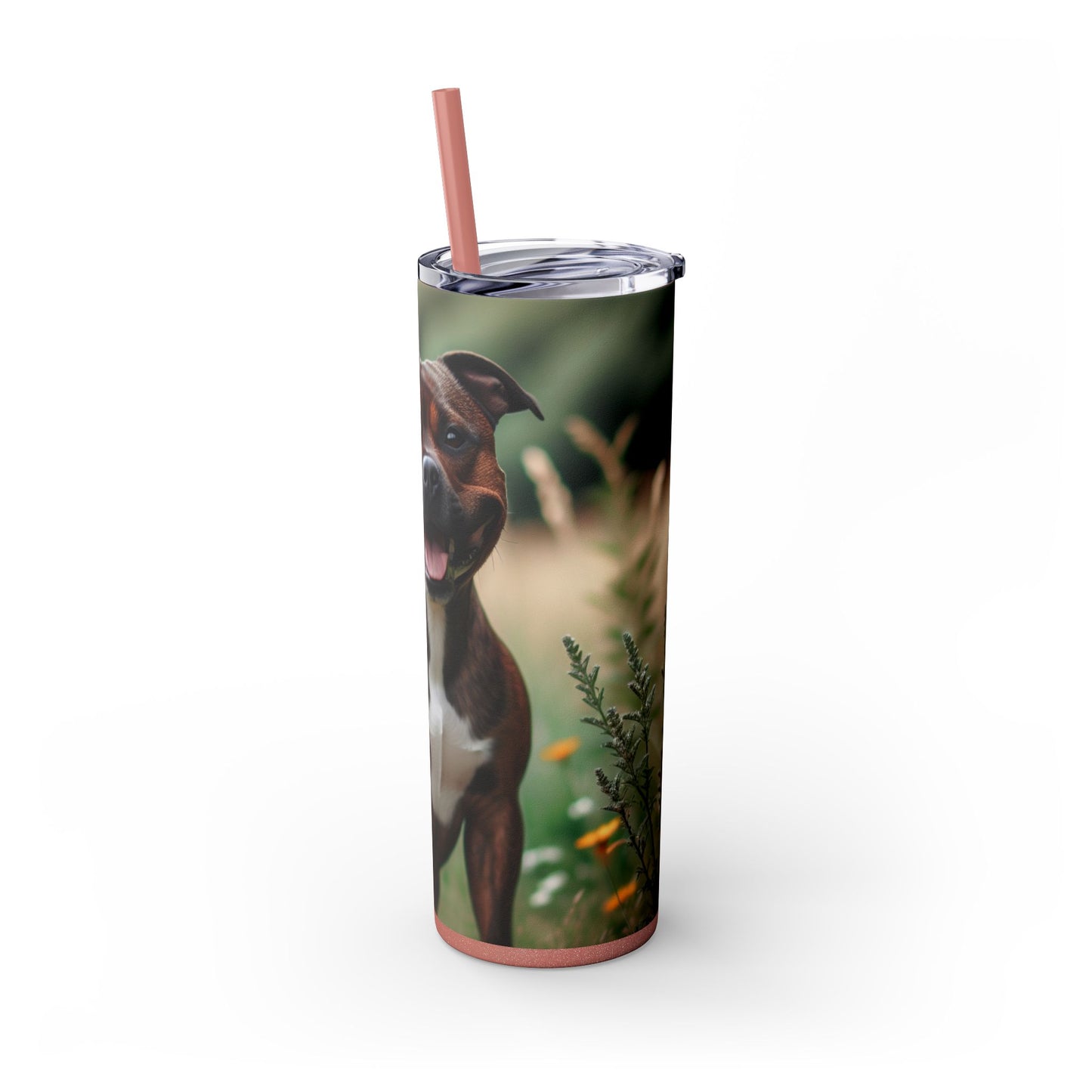 Staffordshire Bull Terrier Skinny Tumbler with Straw, 20oz