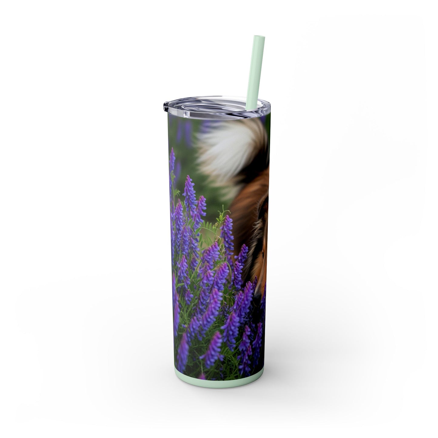 Shetland Sheepdog Skinny Tumbler with Straw, 20oz