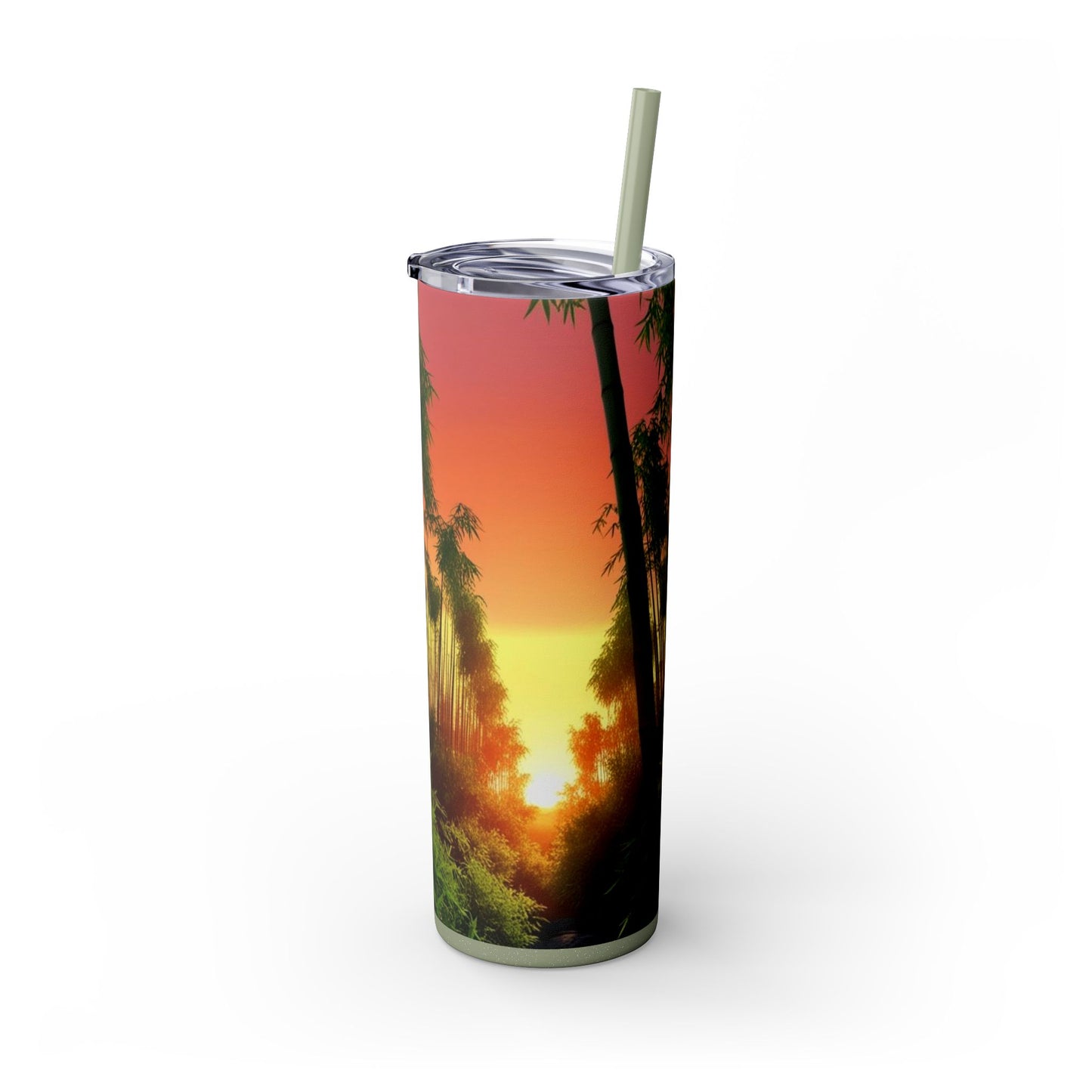 Bamboo Forest Sunrise Skinny Tumbler with Straw, 20oz