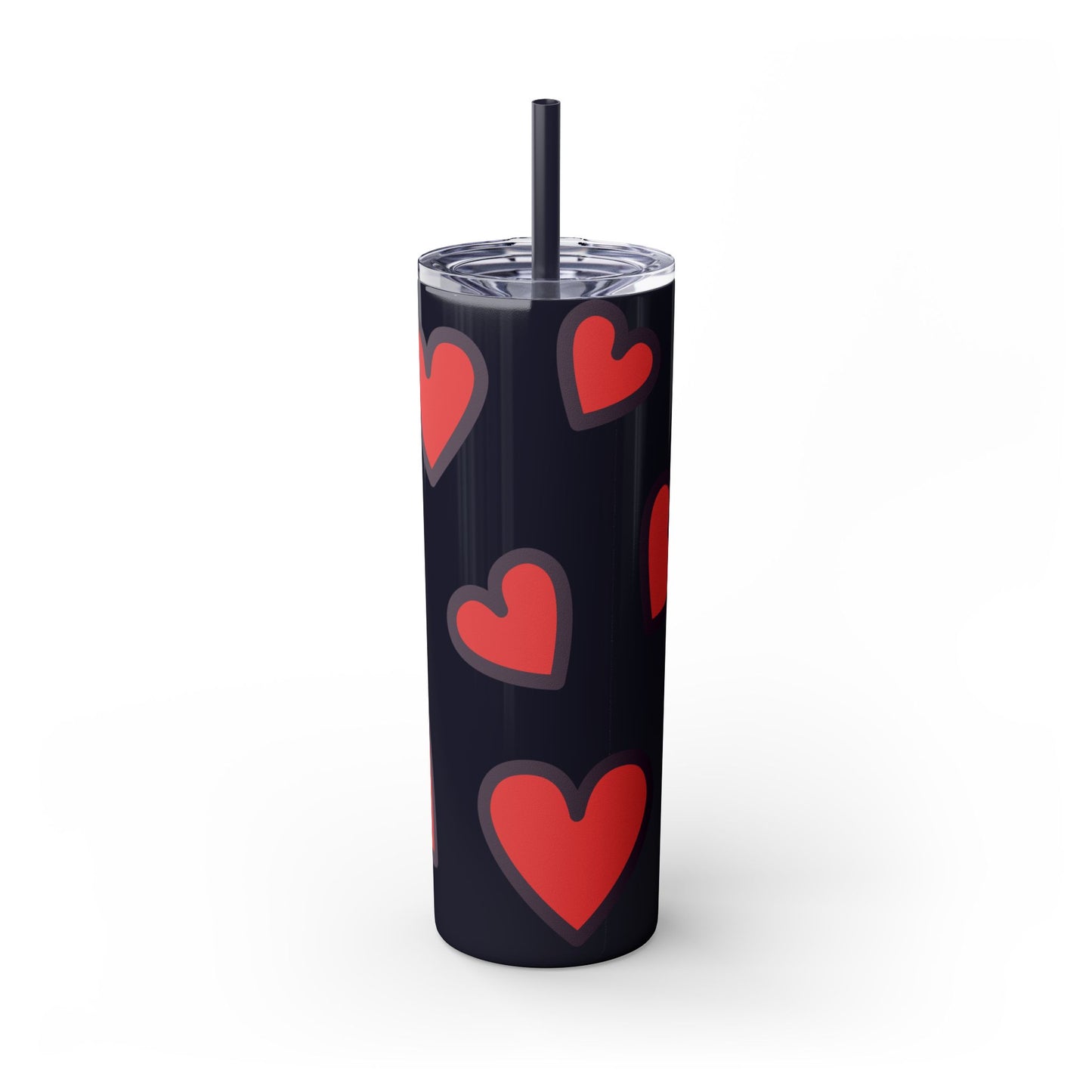 Hearts Skinny Tumbler with Straw, 20oz