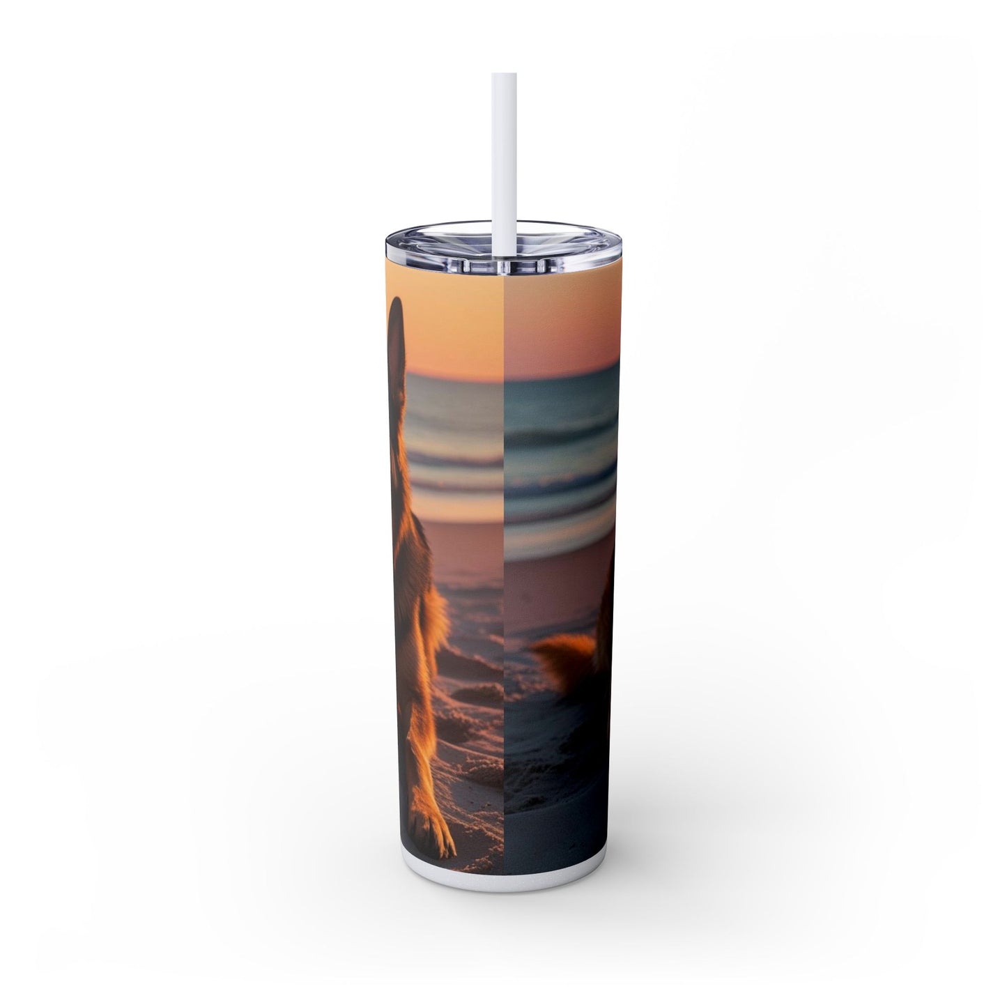 German Shepherd Love Skinny Tumbler with Straw, 20oz