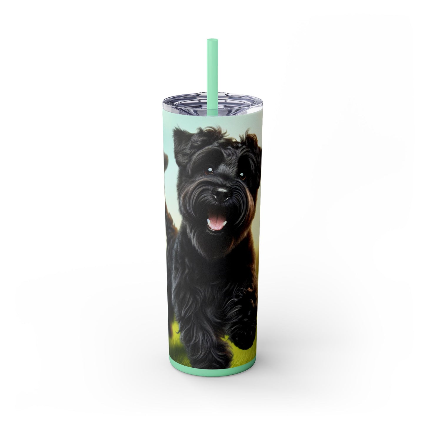 Russian Black Terrier Skinny Tumbler with Straw, 20oz