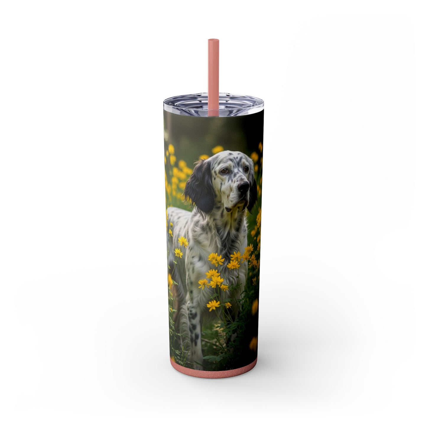 English Setter Skinny Tumbler with Straw, 20oz