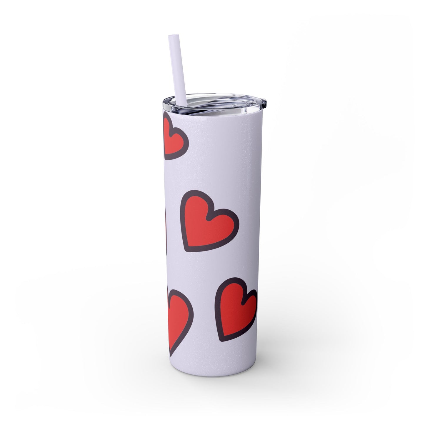 Hearts Skinny Tumbler with Straw, 20oz