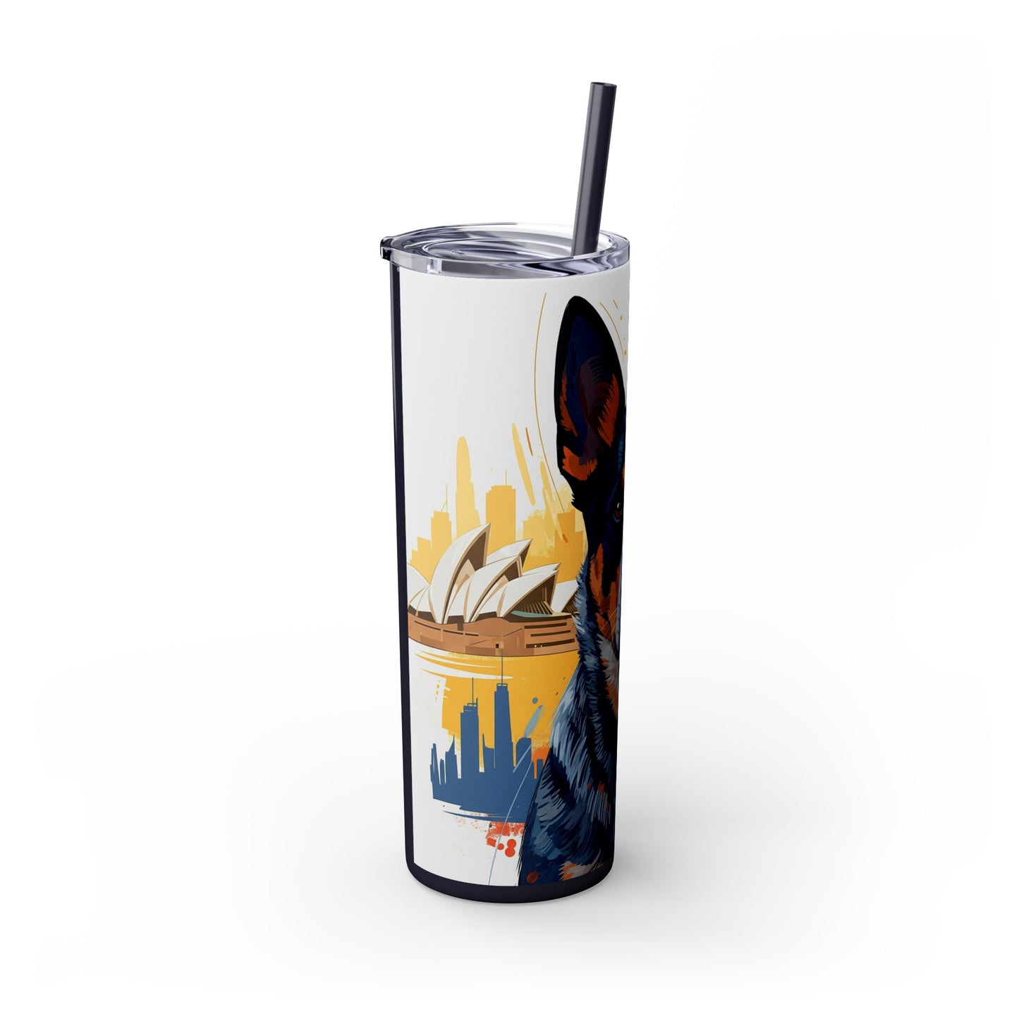 Australian Cattle Dog Skinny Tumbler with Straw, 20oz