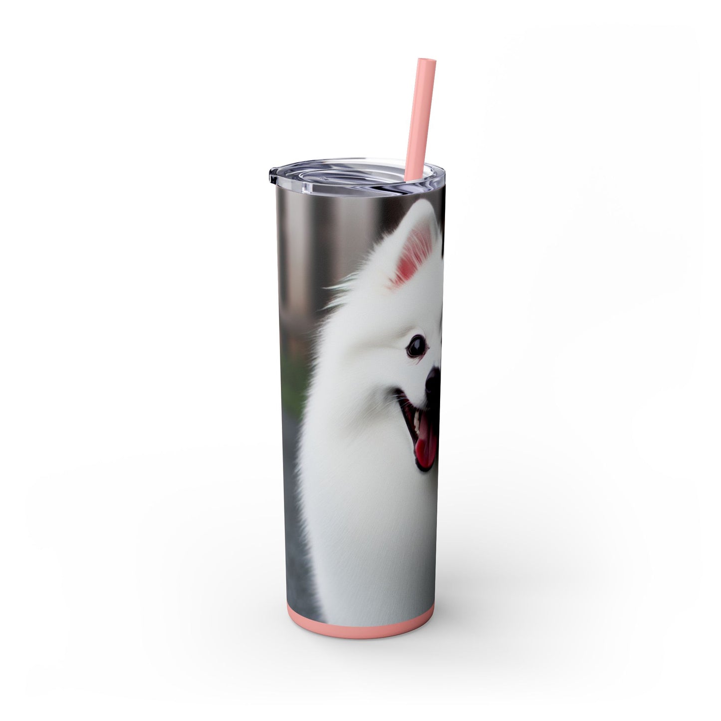 American Eskimo Dog Skinny Tumbler with Straw, 20oz