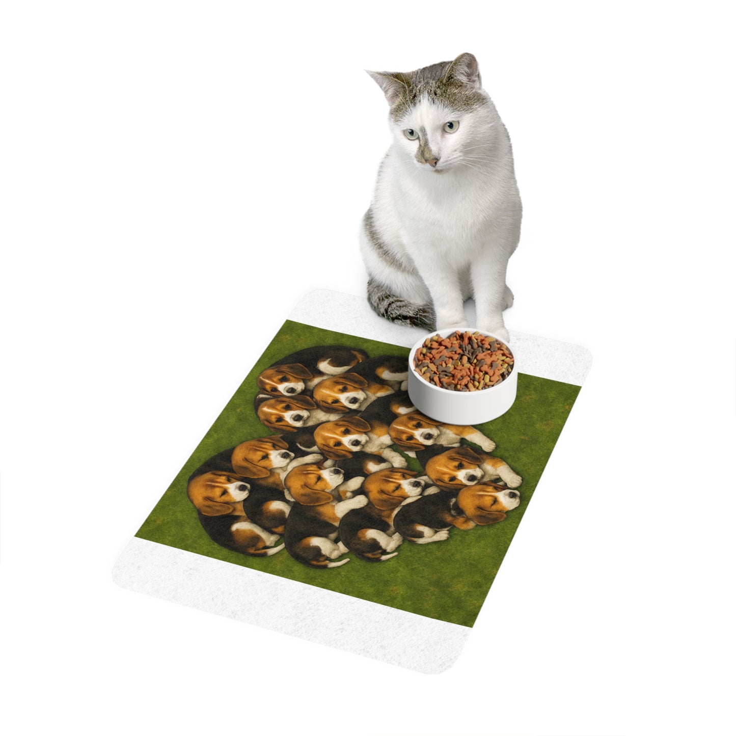 Pet Food Mat (12x18) - Beagle puppies