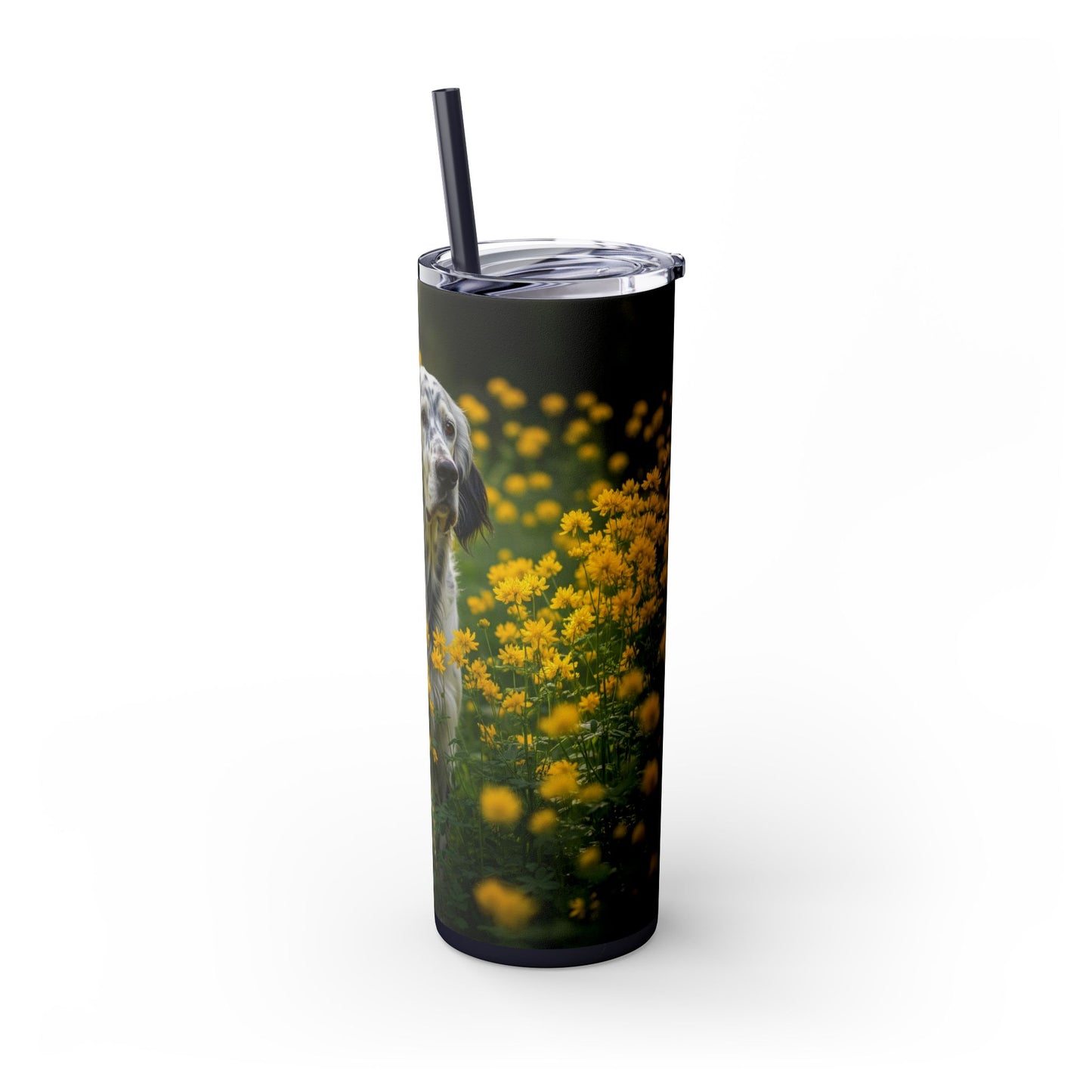 English Setter Skinny Tumbler with Straw, 20oz