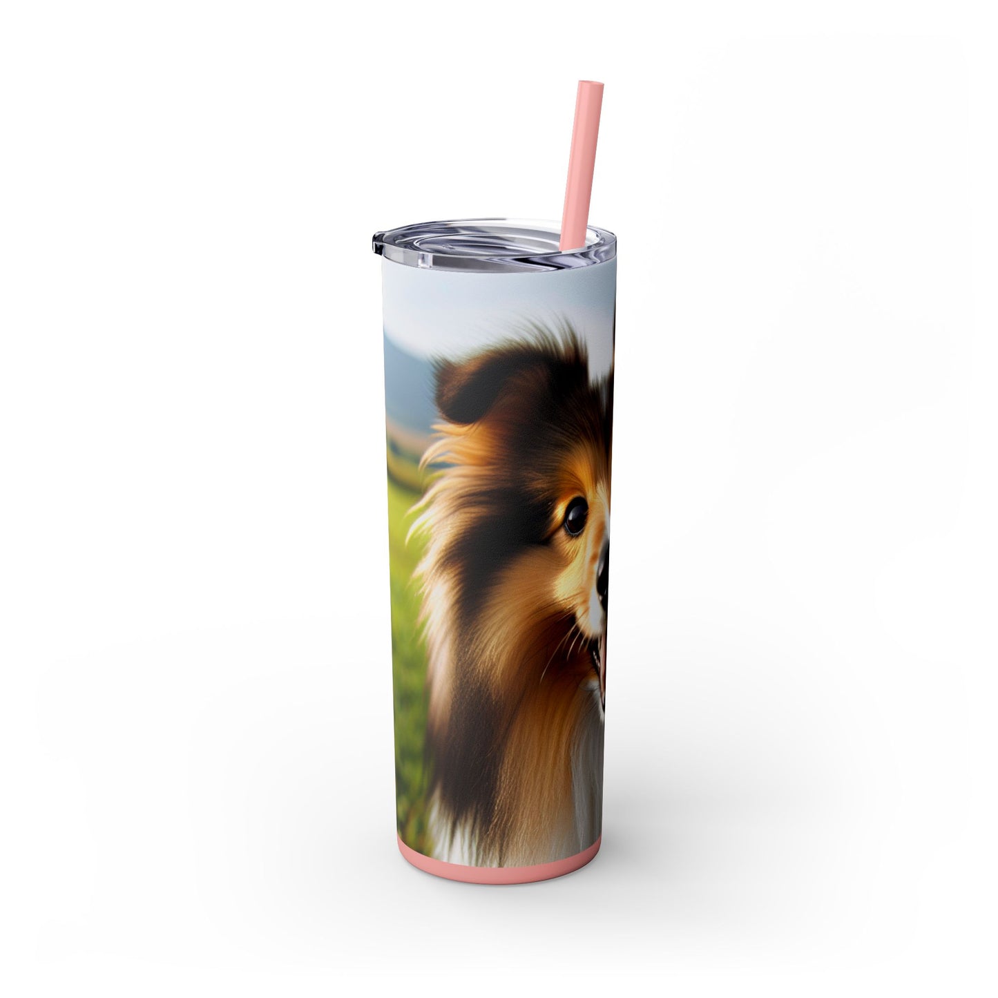 Shetland Sheepdog Skinny Tumbler with Straw, 20oz