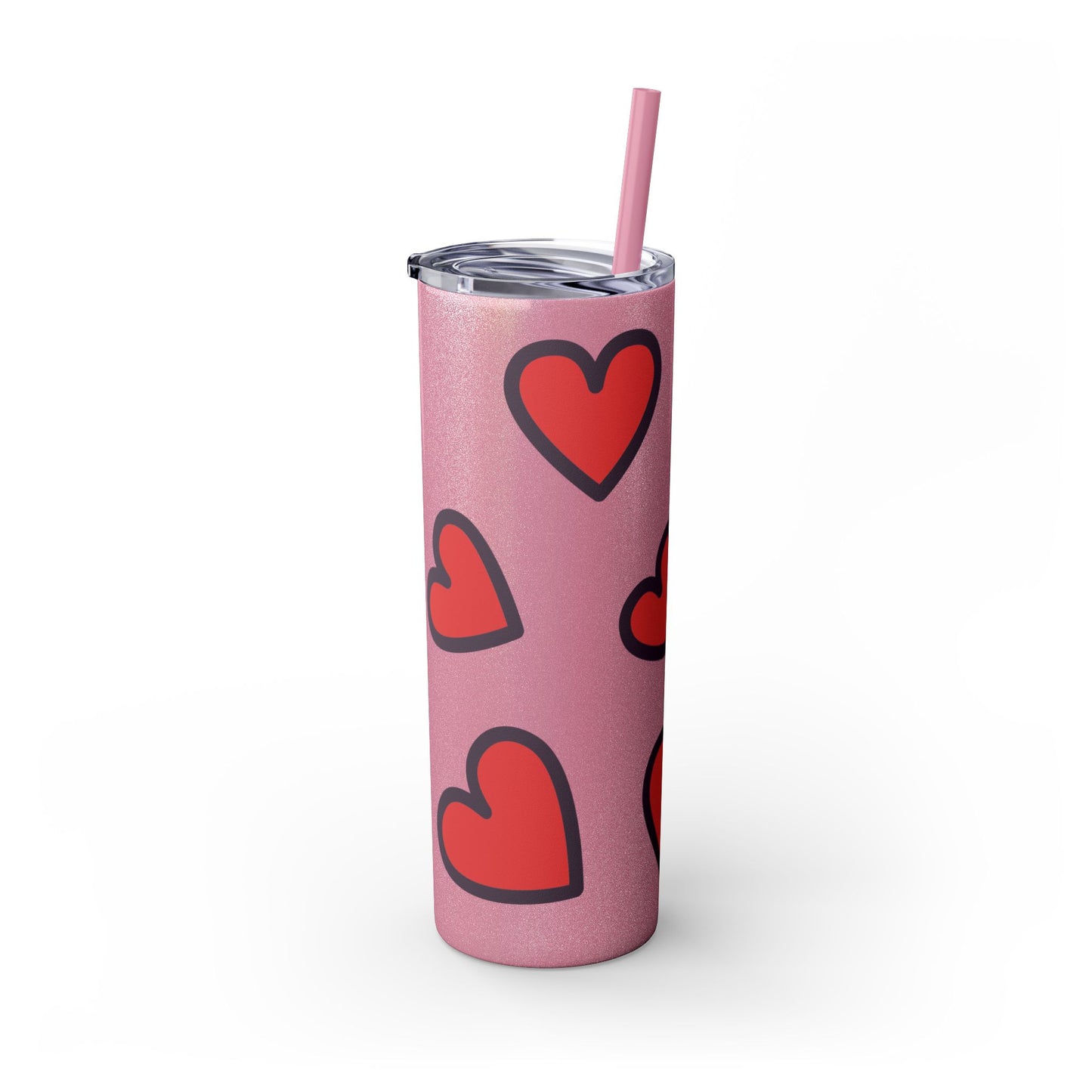 Hearts Skinny Tumbler with Straw, 20oz