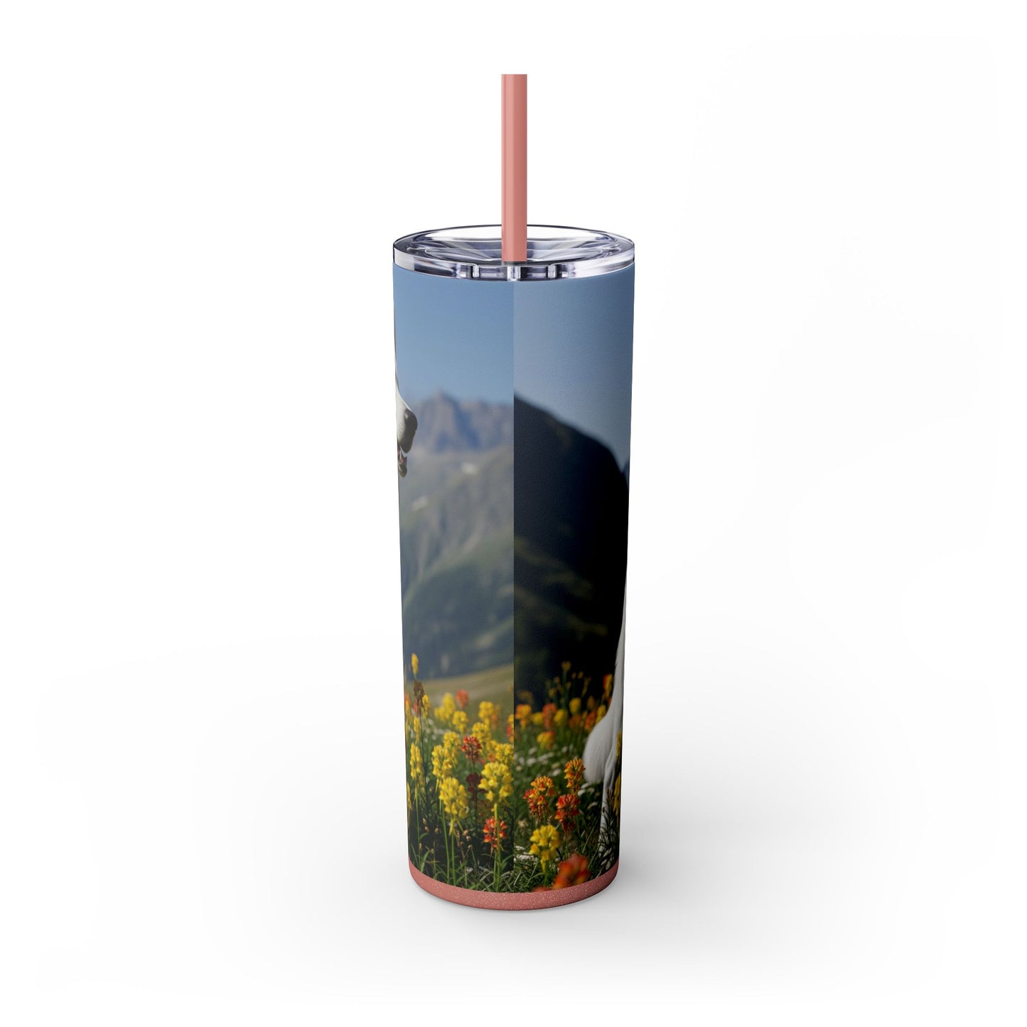 White Swiss Shepherd Dog Skinny Tumbler with Straw, 20oz