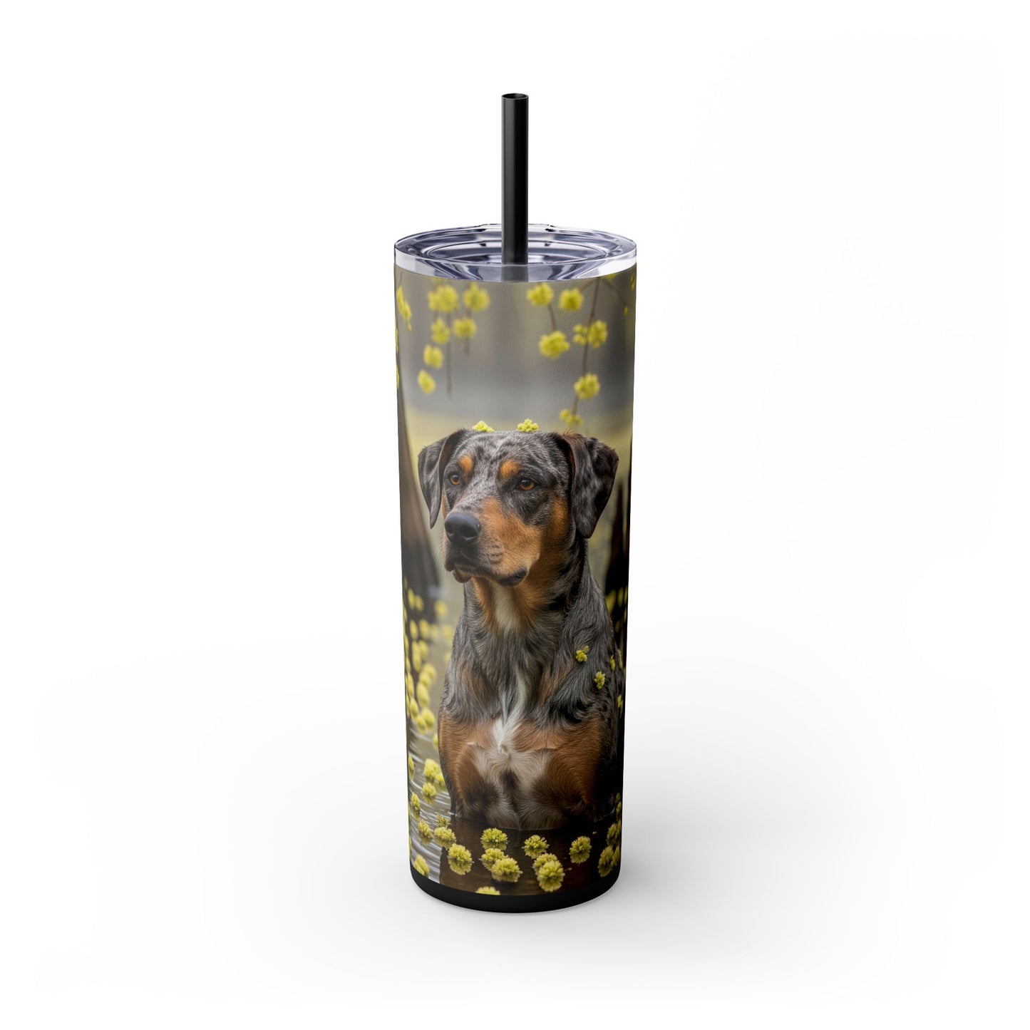 Catahoula Leopard Dog Skinny Tumbler with Straw, 20oz